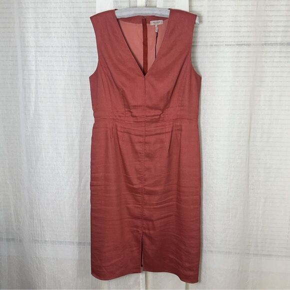 TAILORED by RT 14 Ashton Sutton Brick Orange Sleeveless MIDI Suit Dress - Picture 9 of 16